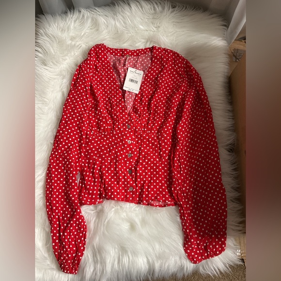 Free People LOVE STREET TOP IN RED - Picture 7 of 8